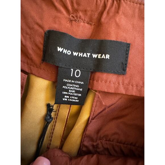 Who What Wear Size 10 Faux Leather Pants Burnt Rust High Rise - Picture 2 of 11
